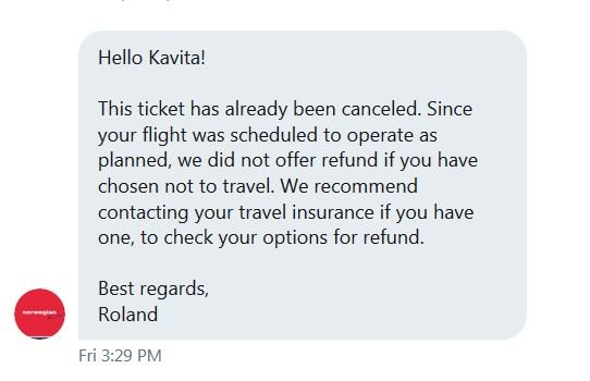Norwegian Airline Trip Cancellation