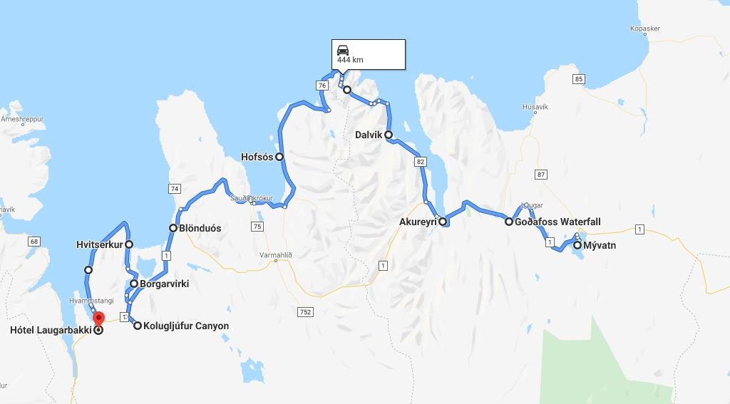 Drive from Mývatn to Hvammstangi