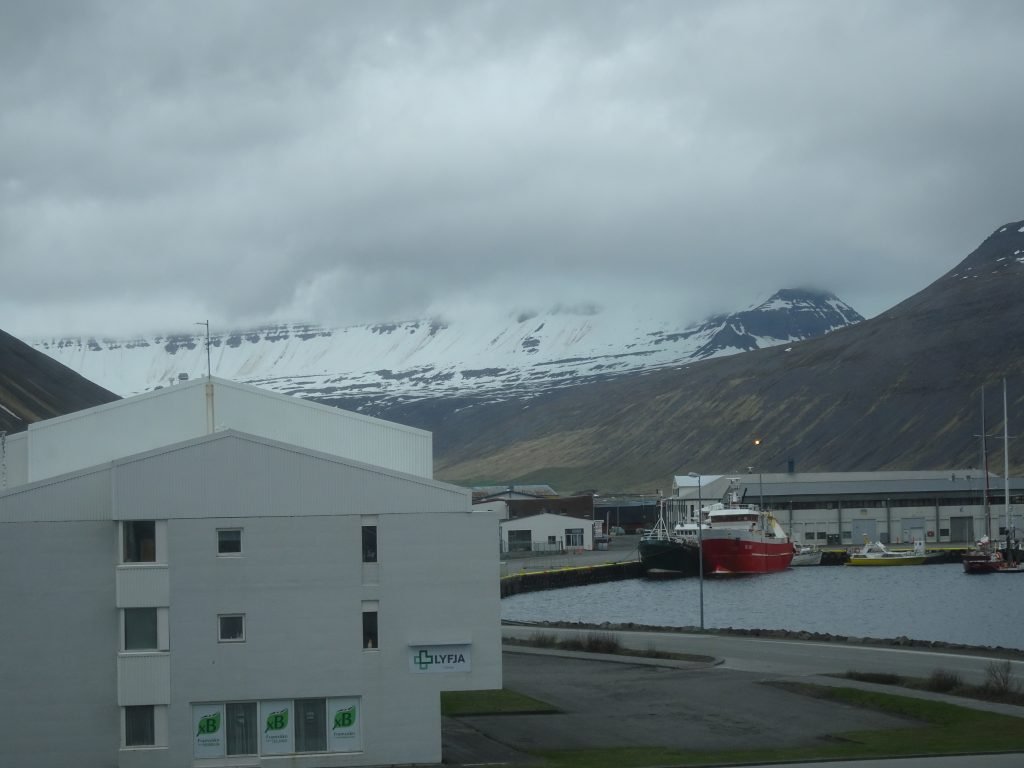 View from the room at Hotel Ísafjörður in Iceland