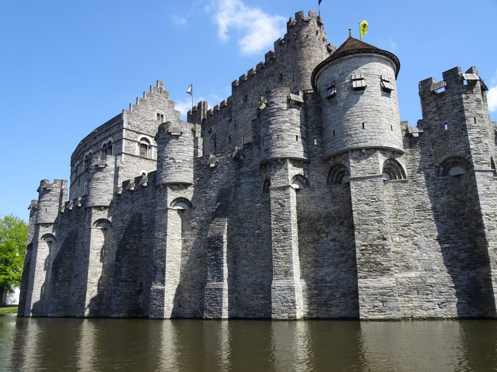 Gravensteen Castle seen from the canal tour in Ghent
